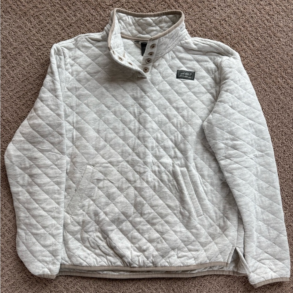 Eddie Bauer Cream Quilted Sweatshirt